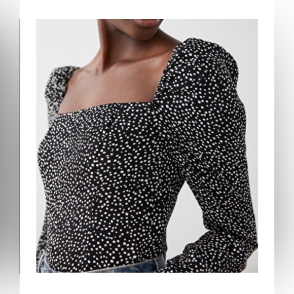 & OTHER STORIES Puff Sleeve Polka Dot Top Size 4 - Picture 3 of 11